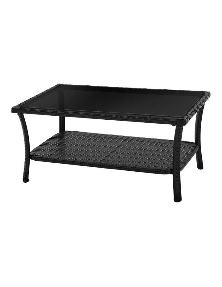 Outdoor Sofa Set 4PCS with Storage Cover Wicker Harp Chair Table in Black