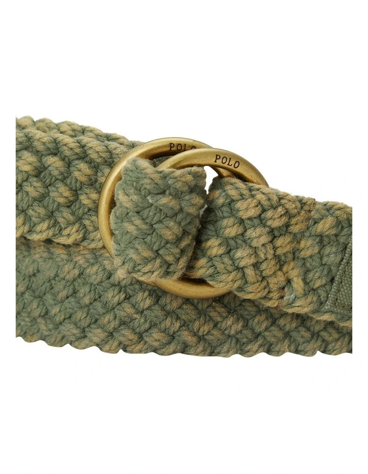 Leather-Trim Cotton Belt