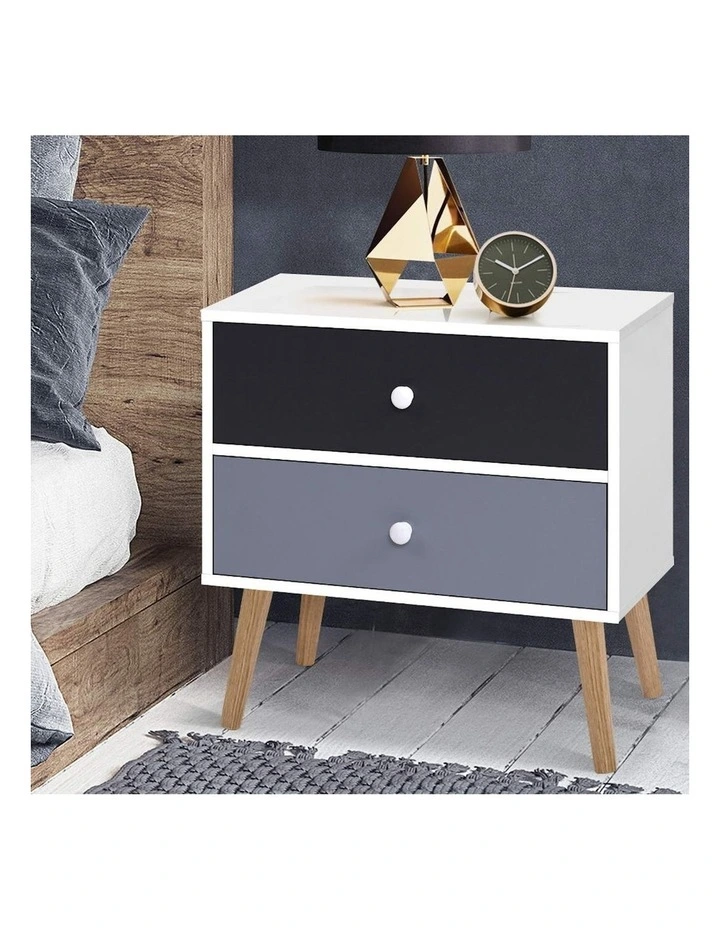 2 Drawers Bedside Table in Bonds White