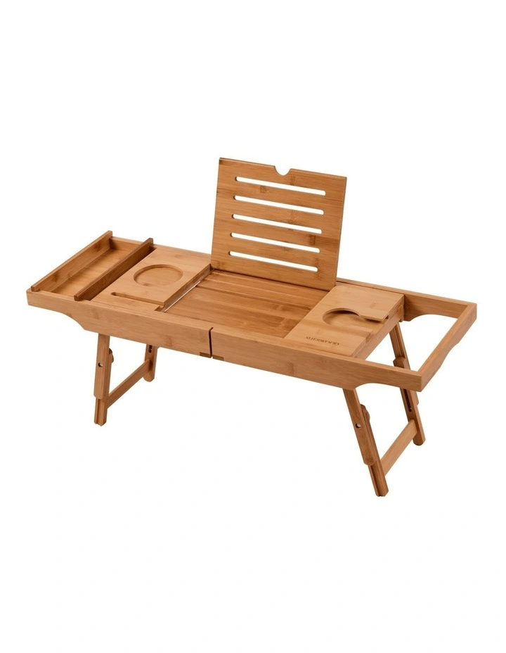 Bamboo Bed And Bathtub Caddy Tray 75.5x25.5x6cm in Natural Brown