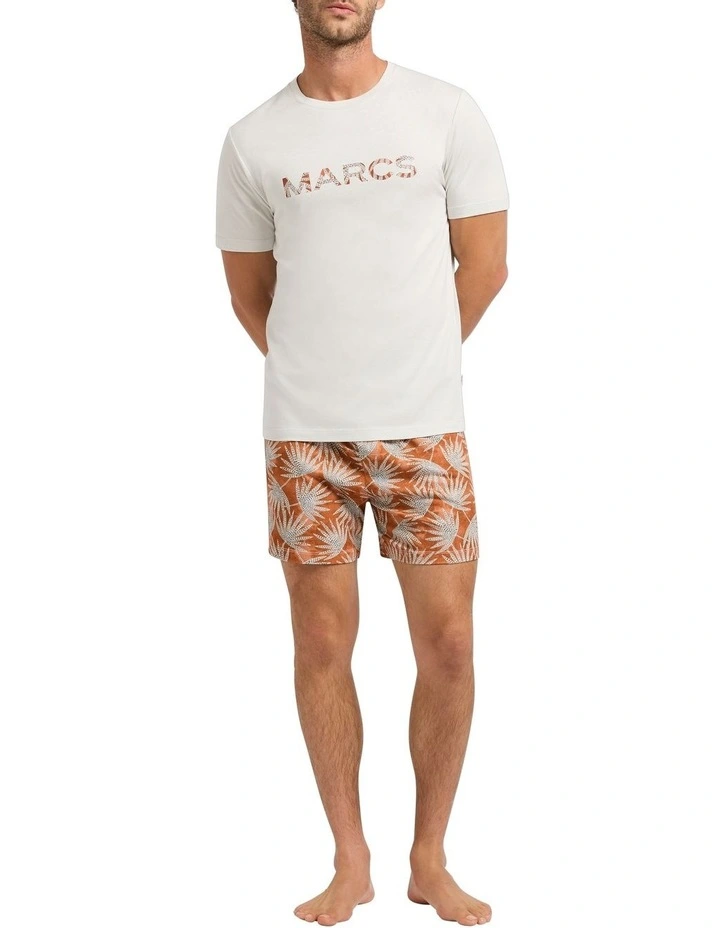 Frond-zone Pyjama Short Set in Red Multi