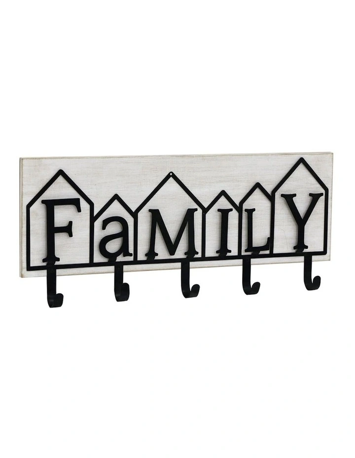 Family 5 Hook Coat Hanger in White/Black