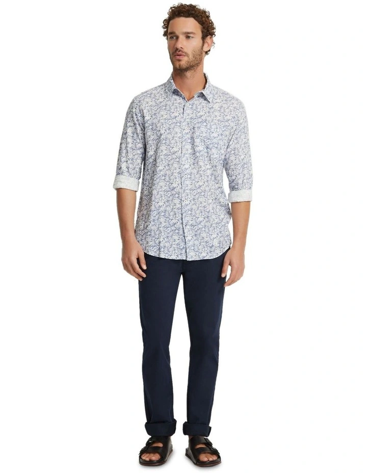Holloway Linen Blend Printed Shirt in Blue