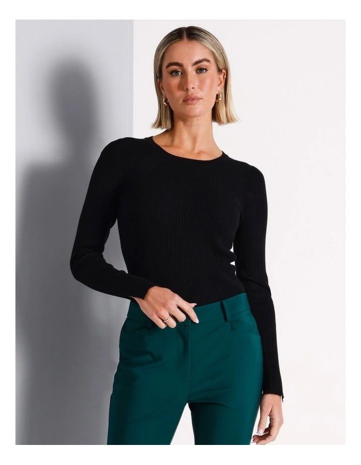 Pointelle Rib Knit in Black