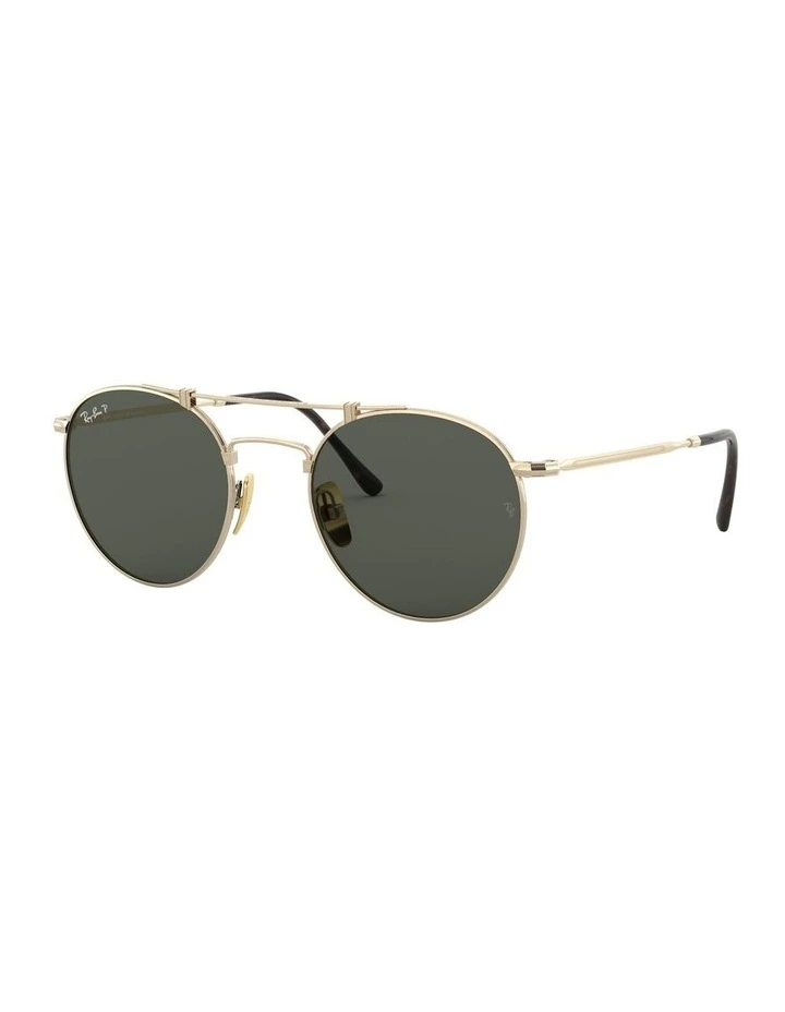 Round Double Bridge Titanium Gold RB8147M Polarised Sunglasses