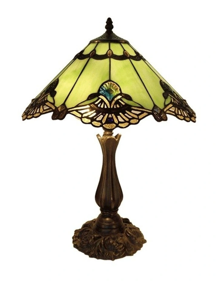 Large Benita Leadlight Tiffany Table Lamp Jade