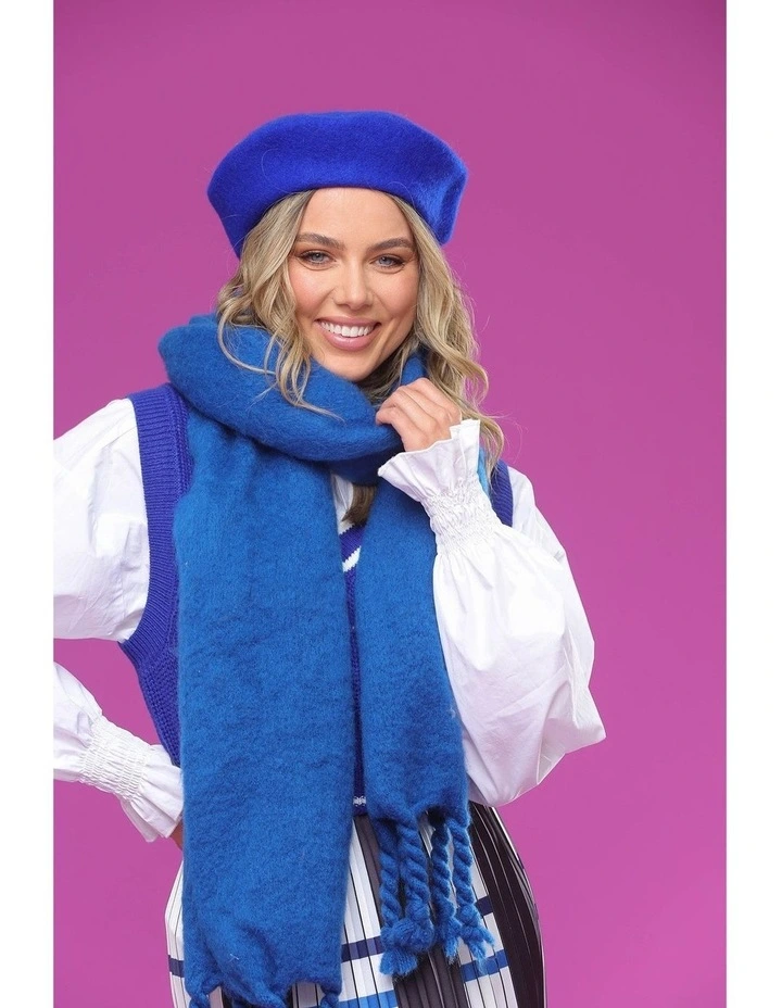 Lisa Wool Blend Beret in Royal Blue