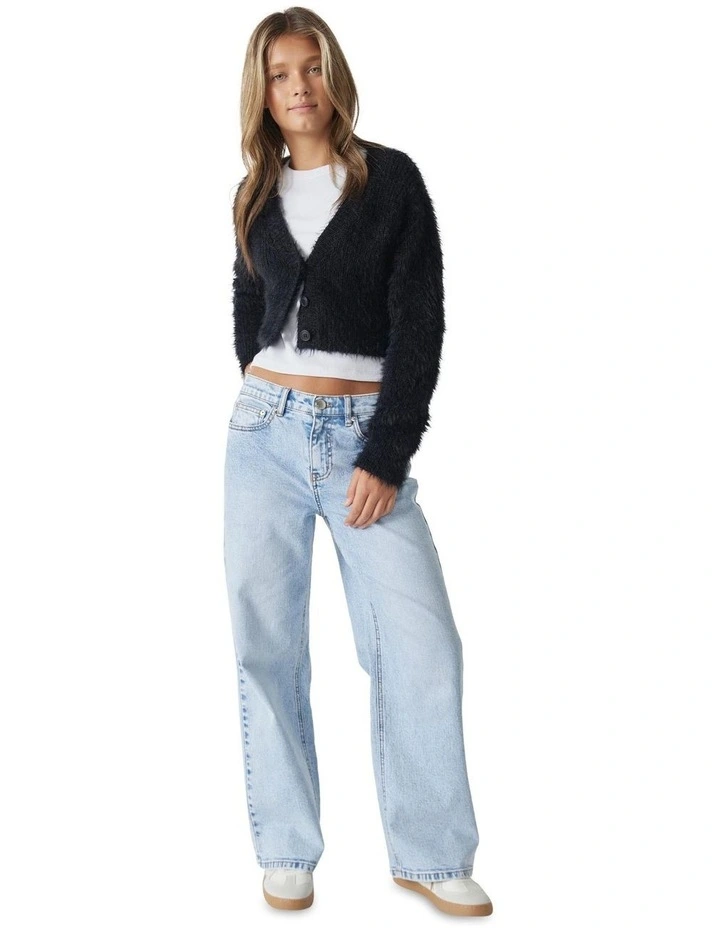 Delphi Fluffy Cardigan in Black