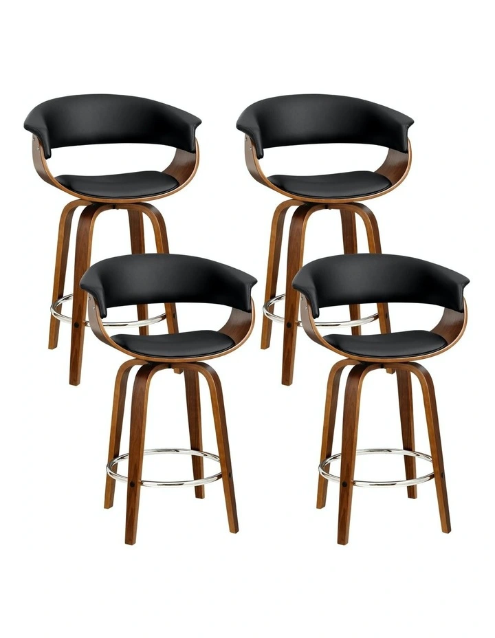 Bar Stools Wooden Dining Chair x4 in Black