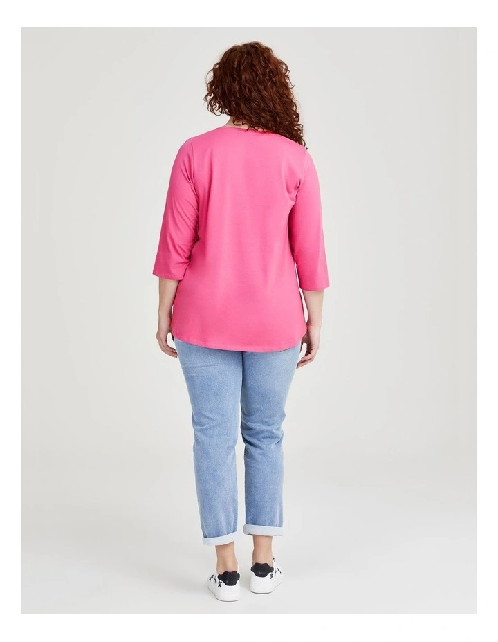 Australian Cotton 3/4 T-shirt in Berry Fuchsia