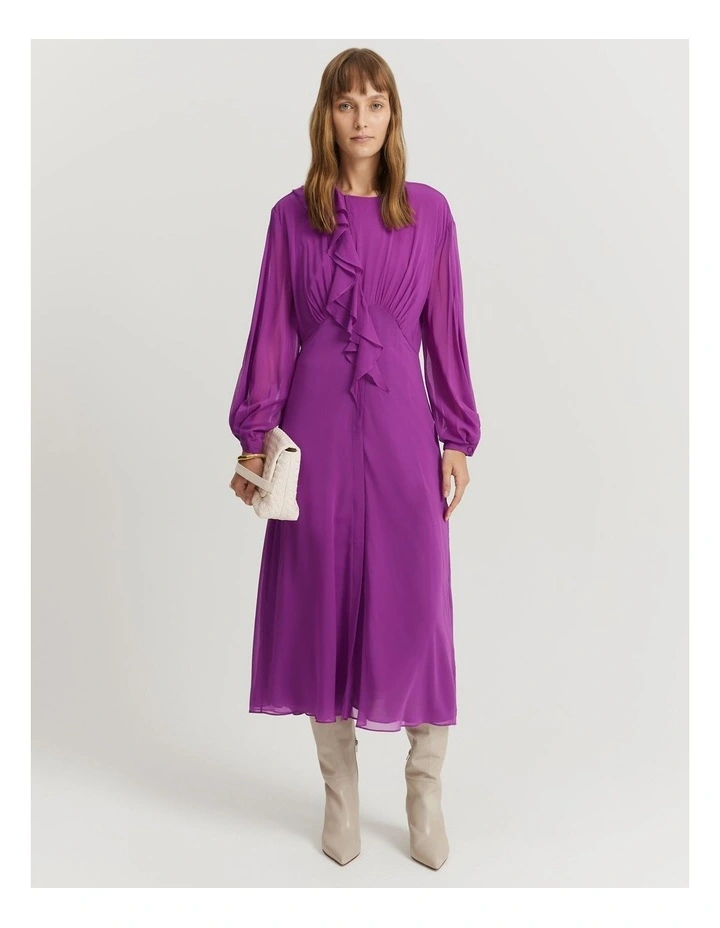 Ruffle Detail Maxi Dress in Boysenberry
