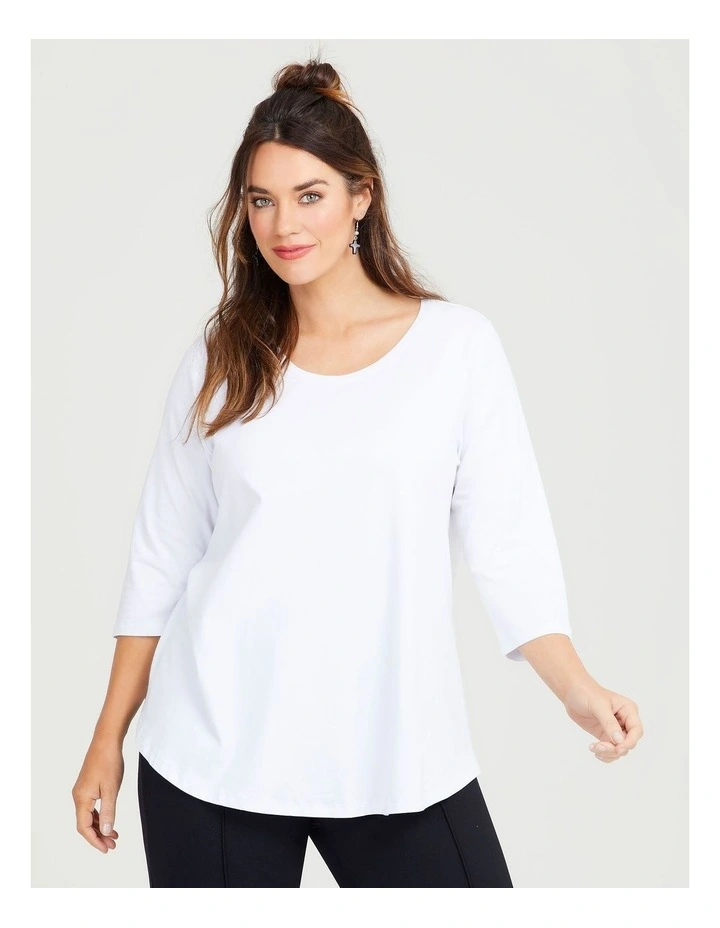 Organic Crew Swing 3/4 Tee White