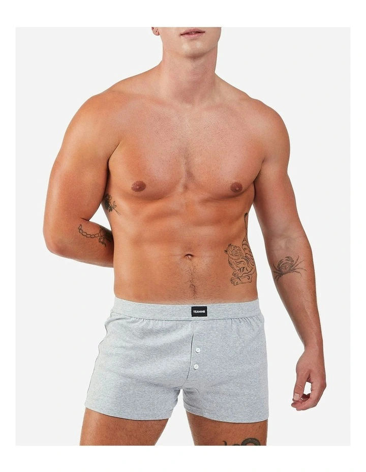 Cotton Boxer Short in Mid Grey Marle