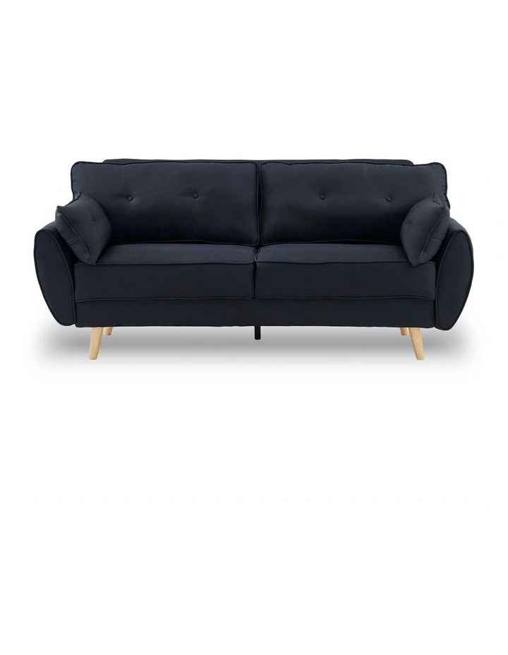 3 Seater Sofa Bed Lounge Couch Modular Furniture Home Linen Fabric Black