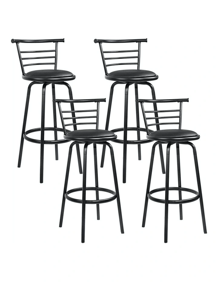 Leather Swivel x4 Bar Stools Kitchen Chairs in Black