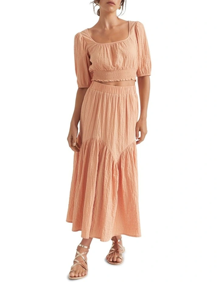 Seersucker Midi Skirt