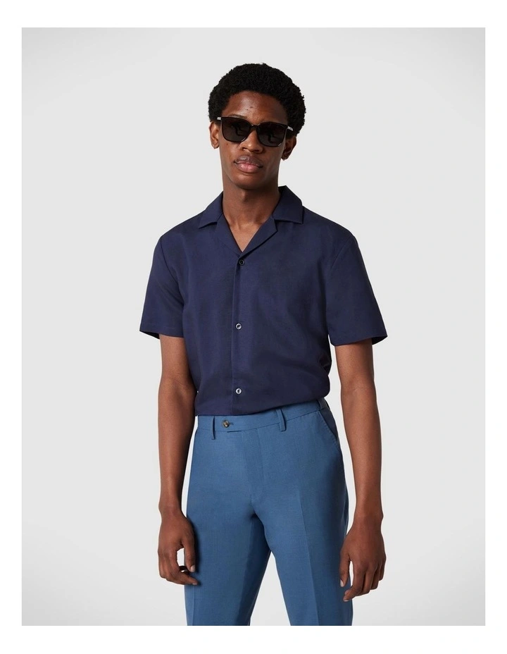 Regular Short Sleeve Plain Shirt in Navy