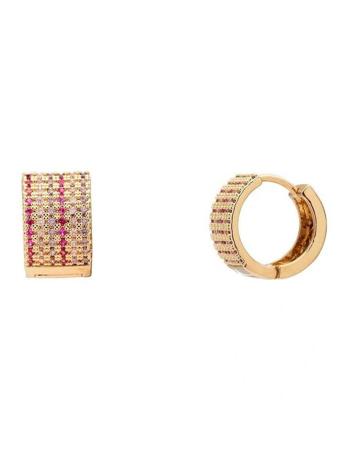 Coloured Stone Hoop Earring in Pink