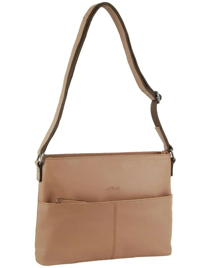 Nappa Leather Square Cross-Body Bag in Burro