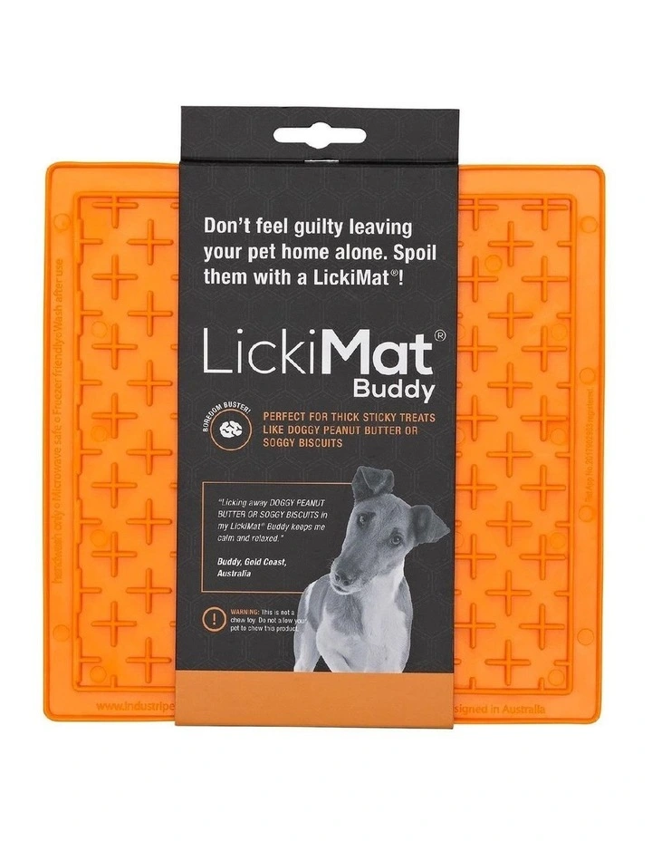 Buddy Original Slow Food Anti-Anxiety Licking Mat in Orange