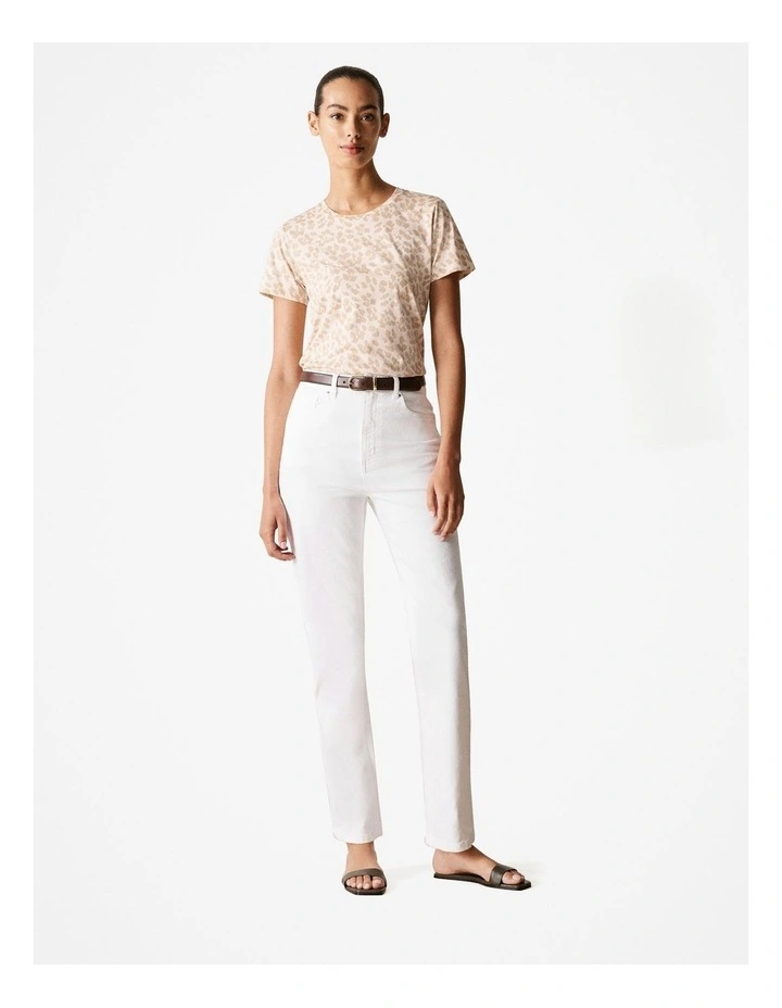 Pima Cotton Jersey Ocelot Print T-shirt in Pale Pink