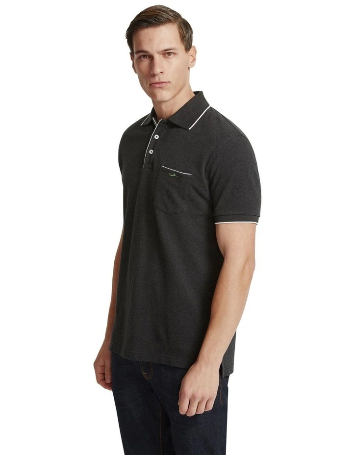 Roscoe Organic Cotton Polo in Charcoal