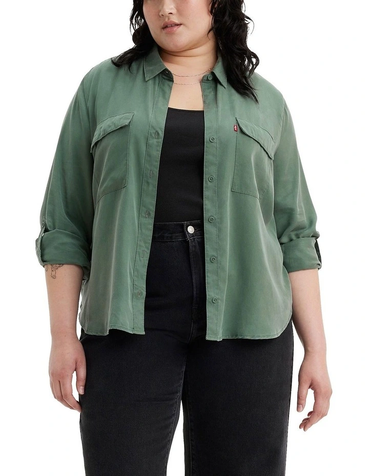 Doreen Utility Shirt (Curve) in Dark Forest