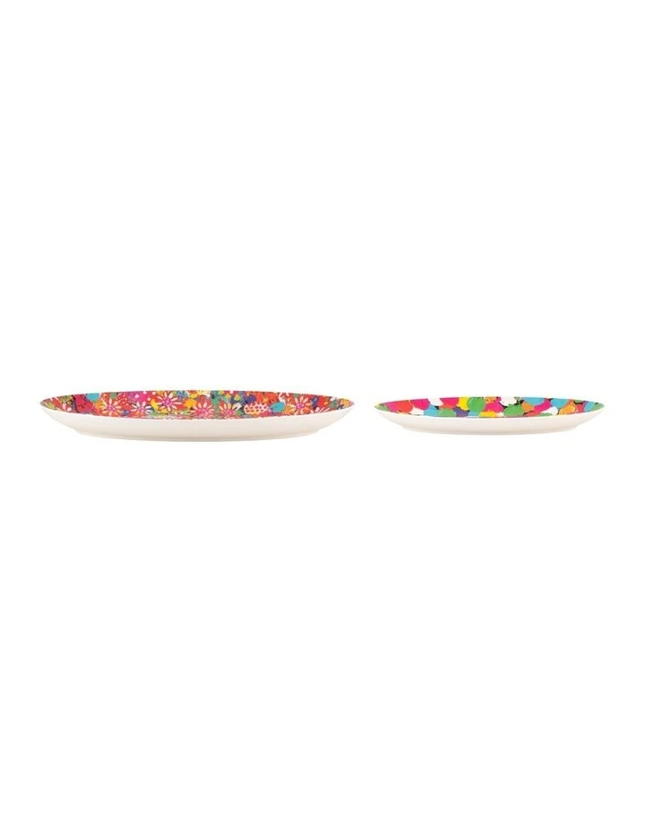 Donna Sharam Byron Melamine Oval Platter Set of 2 Gift Boxed in Multi