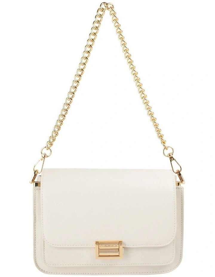 Hazel Buckle Crossbody With Chain in Cream