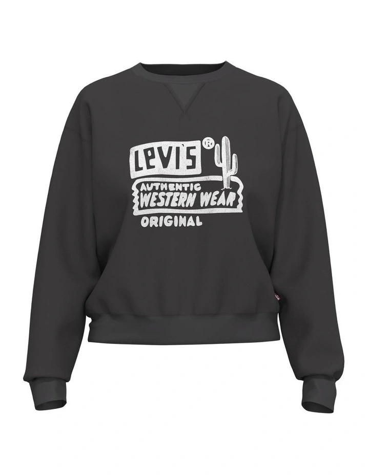 Graphic Signature Crewneck Sweatshirt (Curve) in Black Oyster