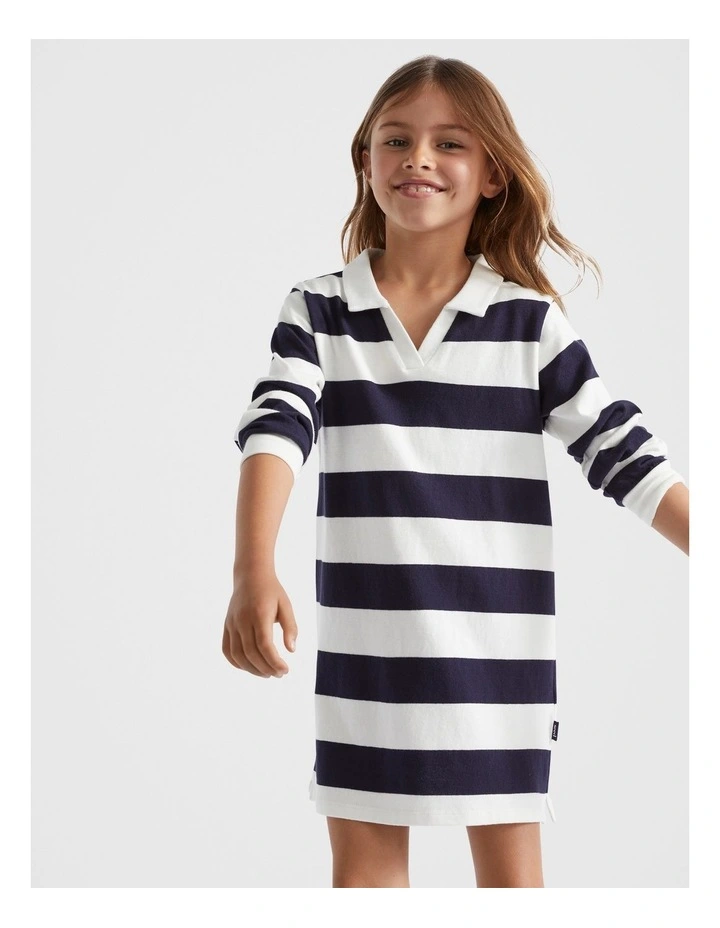 Core Rugby Dress in Midnight Stripe