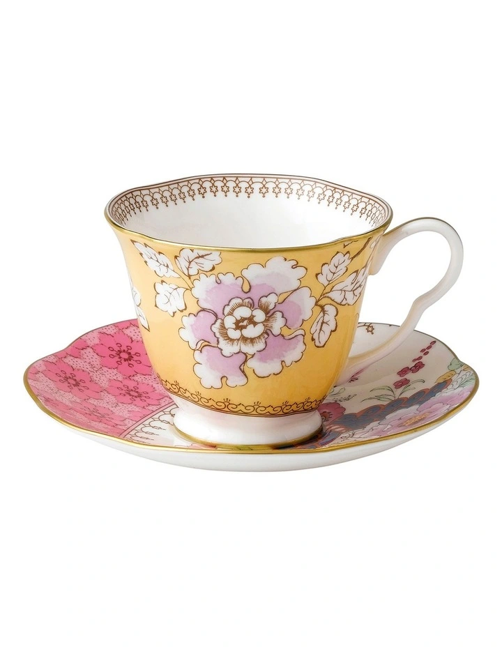 Butterfly Bloom Teacup & Saucer Set Yellow