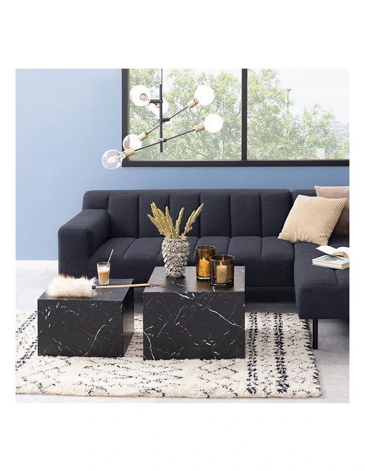 Dice Nest of 2 Square Coffee Tables in Black