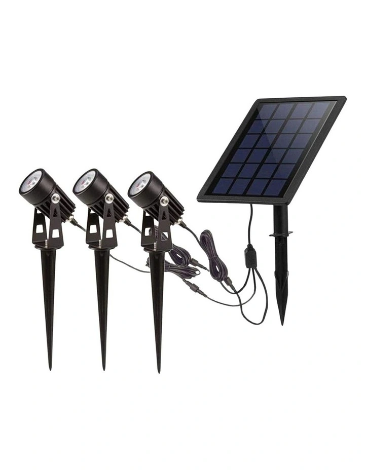Solar Garden 3 Set LED Outdoor Warm White Spotlights in Black