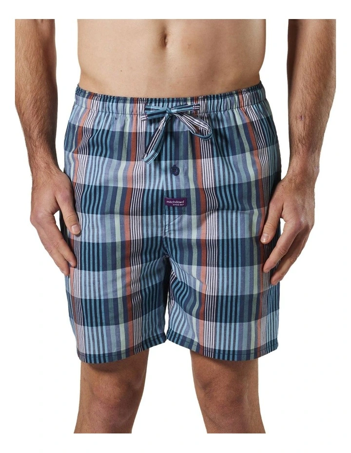 Stripey Check Cotton Sleep Short in Multi