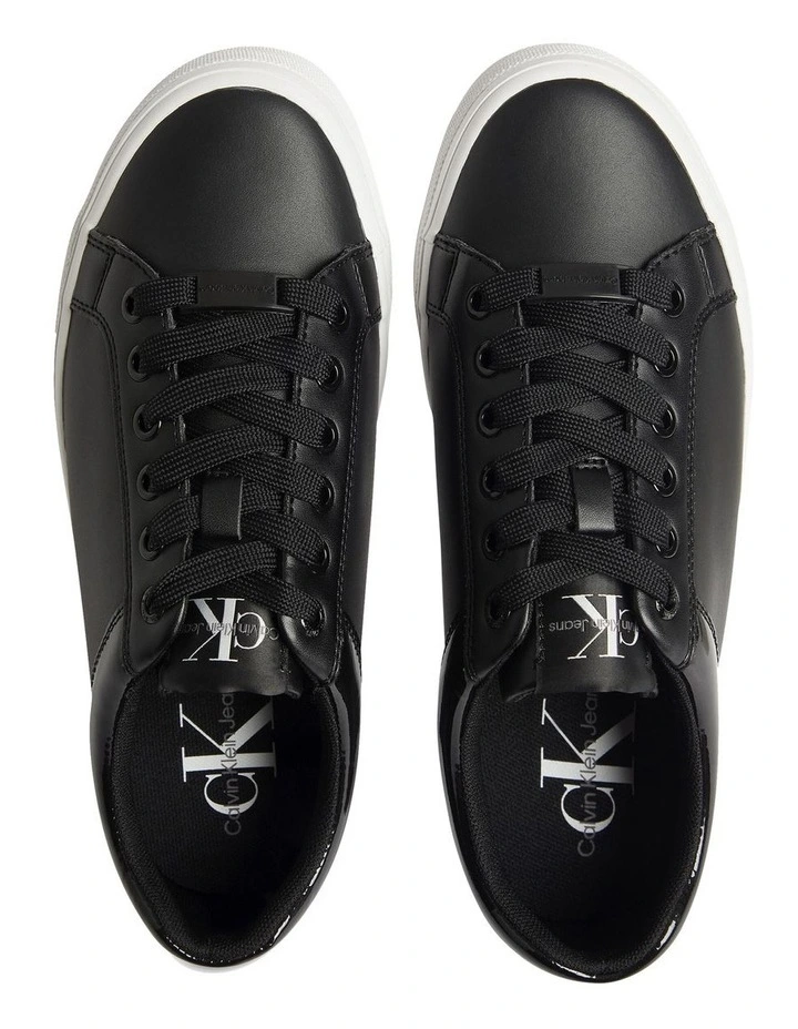 Leather Platform Trainers in Black