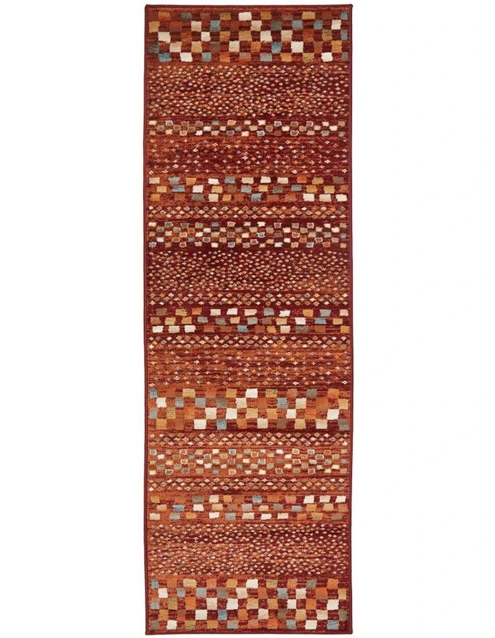 Oxford Mayfair Squares Rug in Rust