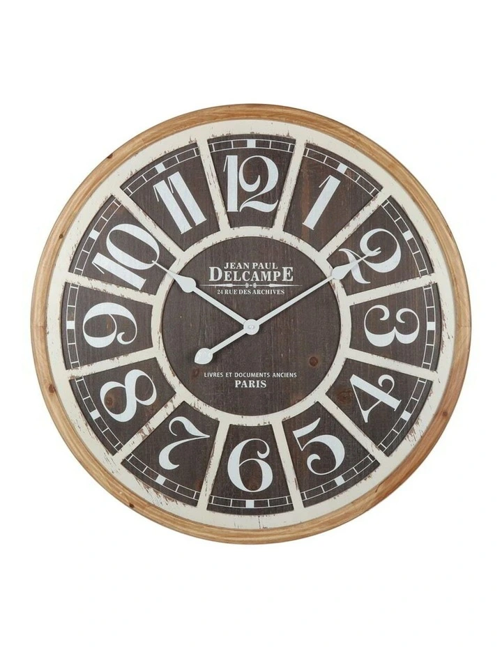 Round Distressed Grid Digital Wall Clock 68cm in Multi
