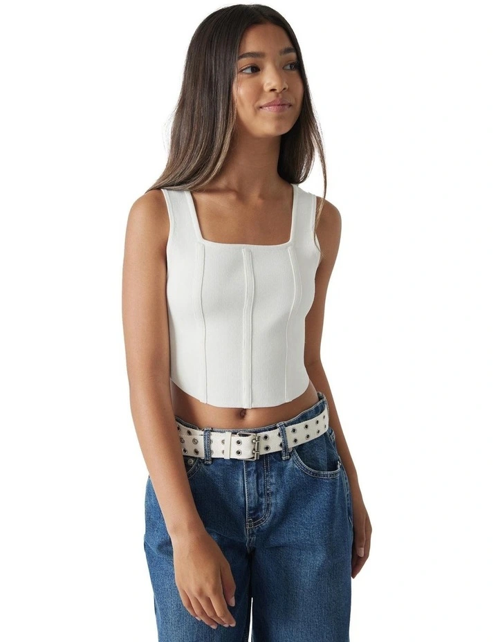 Mia Knit Corset Top in Cream