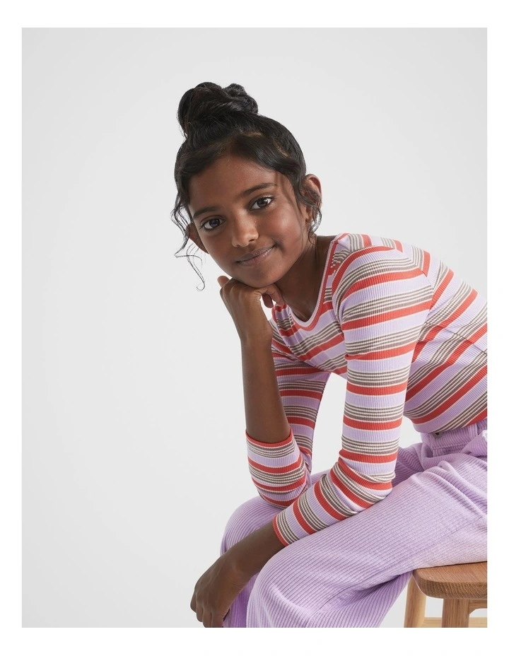 Stripe Rib Tee in Orchid