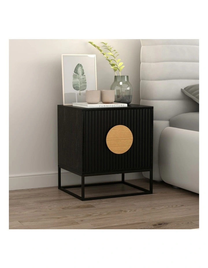 Belmonte Fluted Bedside Table in Black
