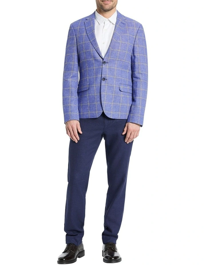 Levings Linen Check Blazer in Royal Blue