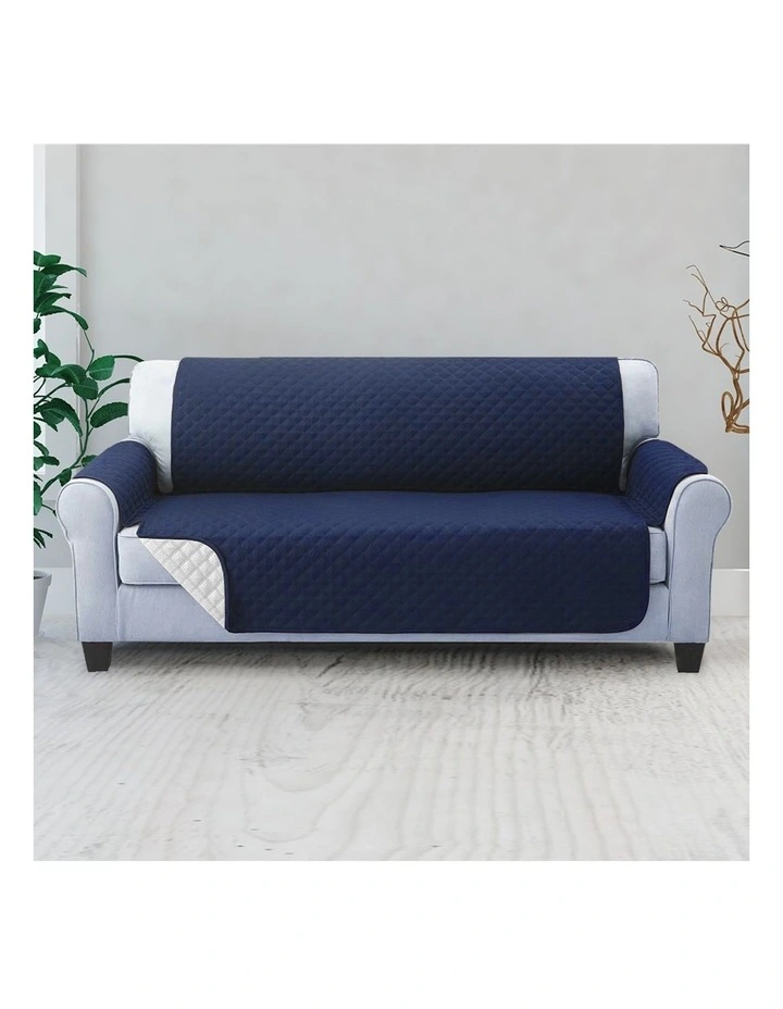 3-Seater Sofa Cover in Quilted Navy