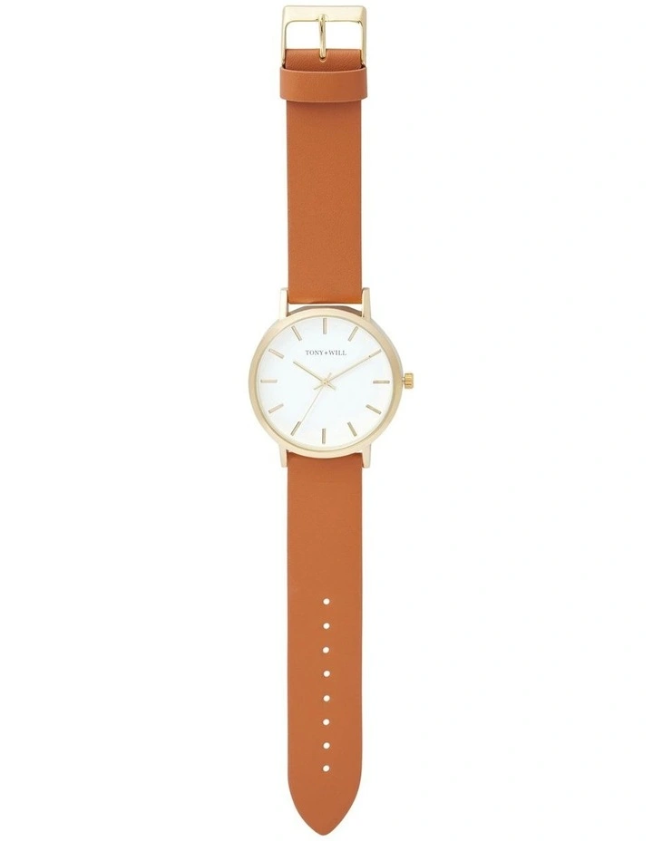 Classic Watch in Gold/White/Tan