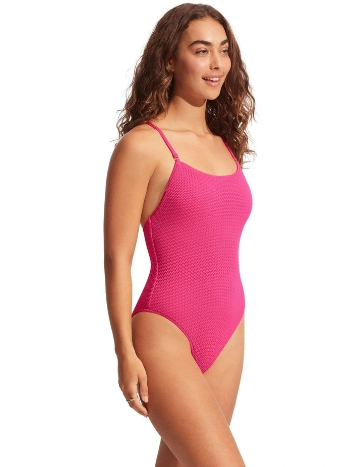 Sea Dive Scoop Neck One Piece in Fuchsia Rose