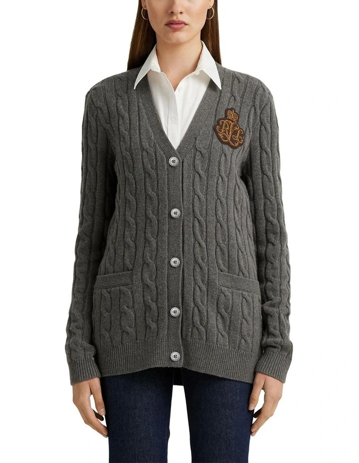 Bullion Cable-Knit Wool-Blend Cardigan in Grey