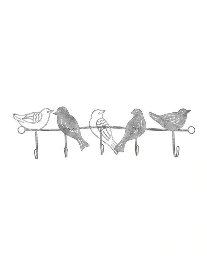 5 Hook Wall Hanging Wire Coat Rack in Distressed Grey