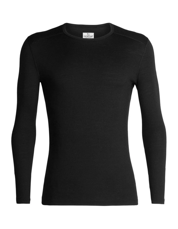 260 Merino Wool Long Sleeve Crew Knitted in Black