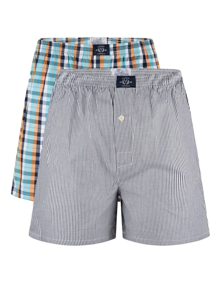 Woven Multi Boxers Two Pack in Blue