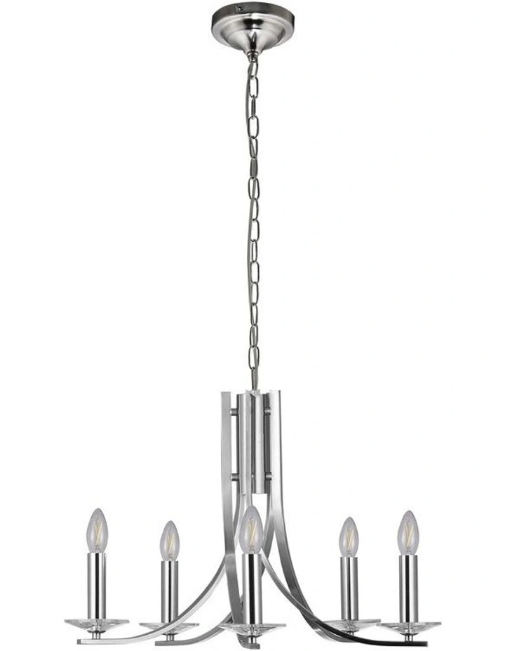 Corrine 5 Light Chandelier Light Satin Chrome